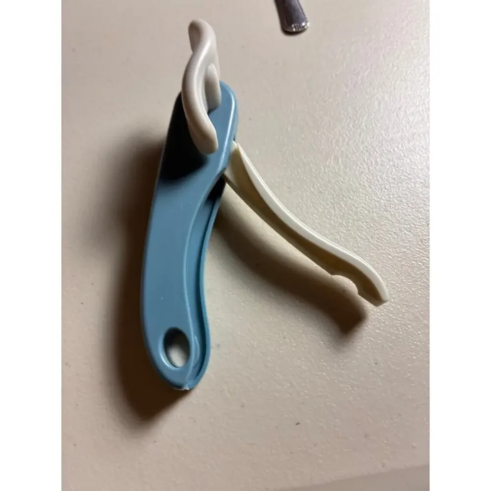 Vintage Blue White Manual Can Opener Handheld Retro Kitchen Gadget MCM